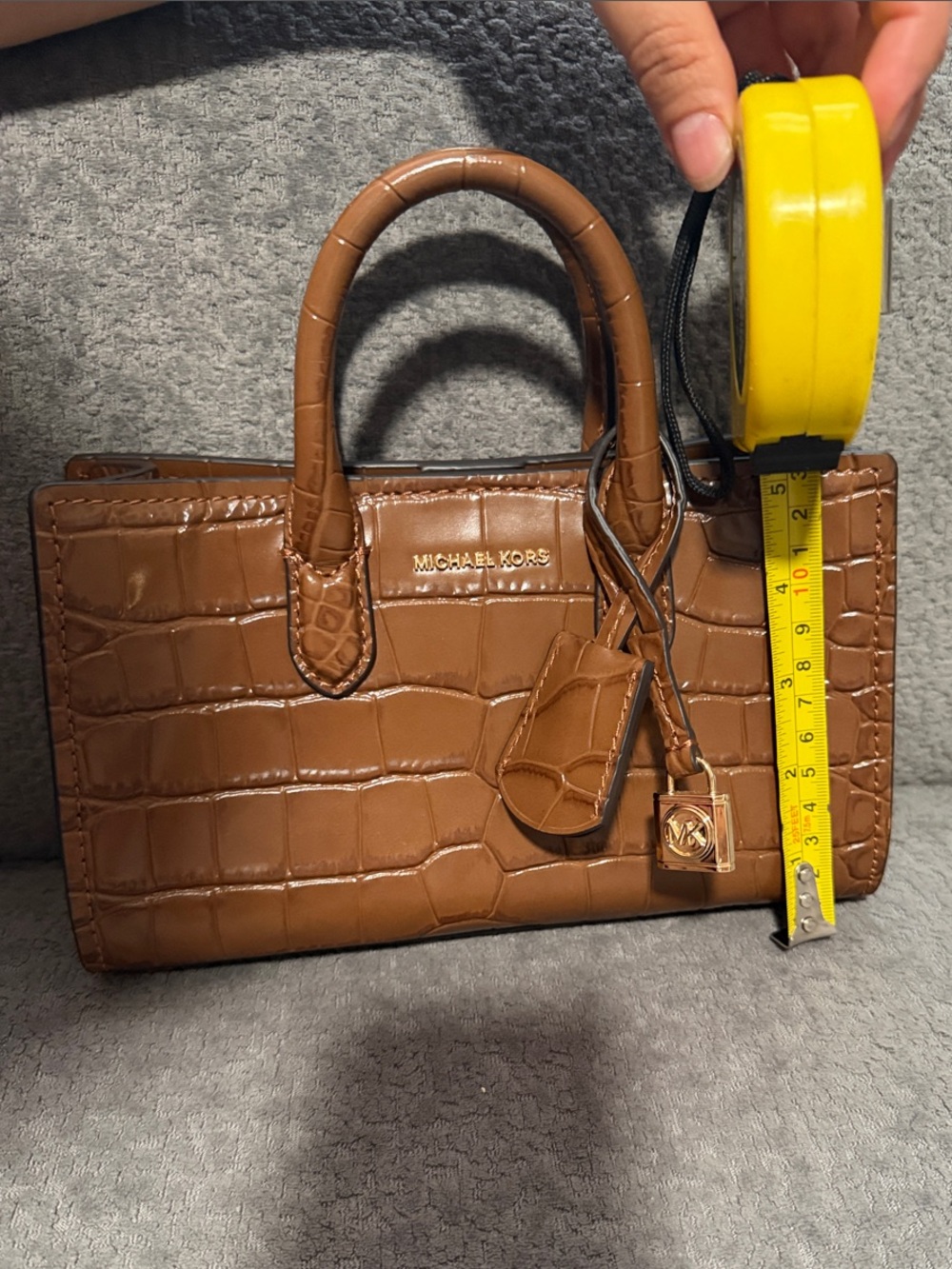 Michael Kors Scarlett extra small Cognac Croc-Embossed Leather Satchel - Picture 7 of 7